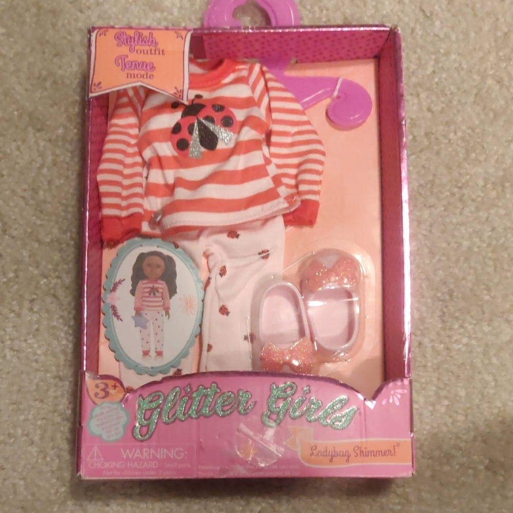 New!Glitter Girls Ladybug Shimmer Outfit For 14" Doll